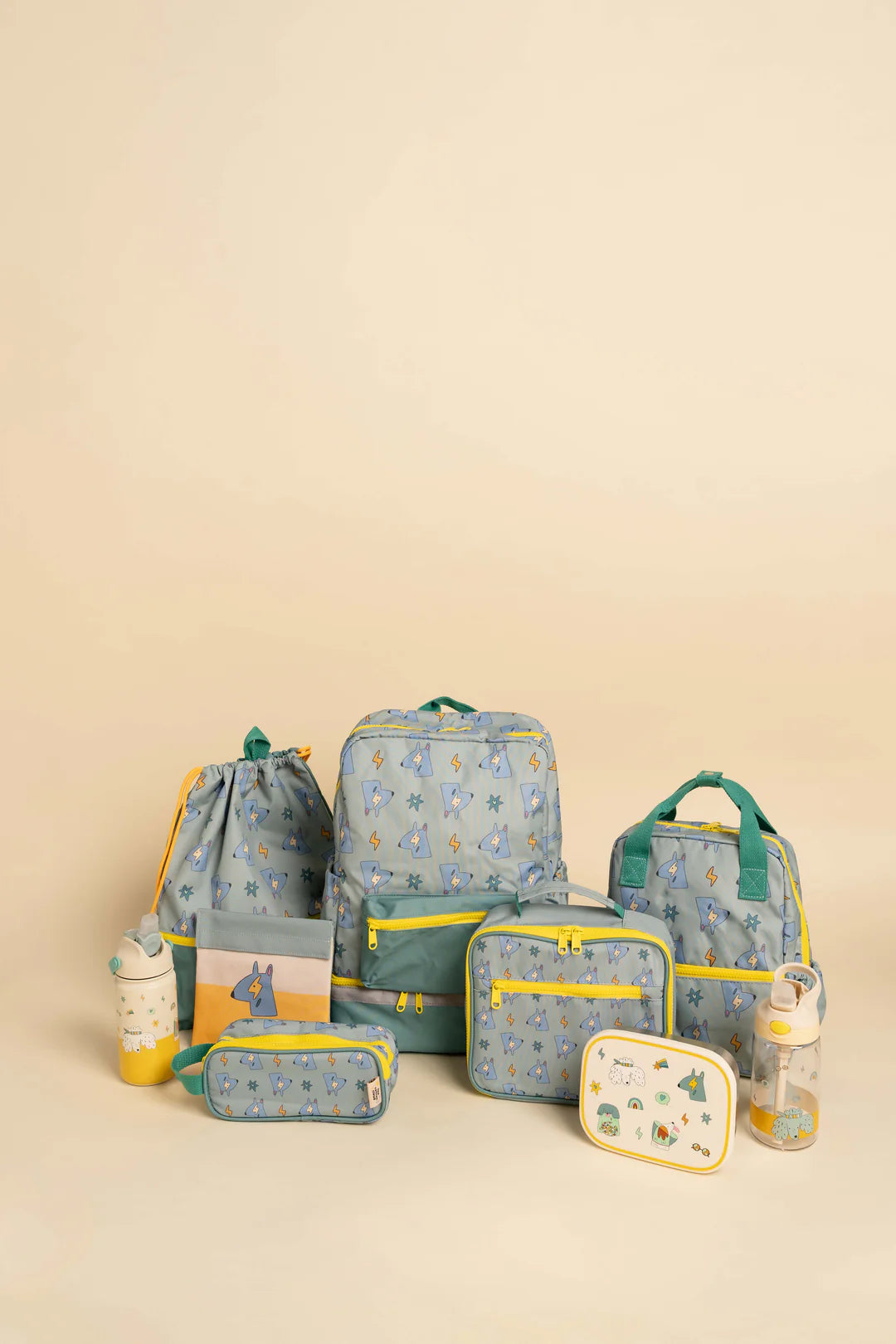 Детска раница с дъно за кутия за обяд – The Cotton Cloud Funky Dogs