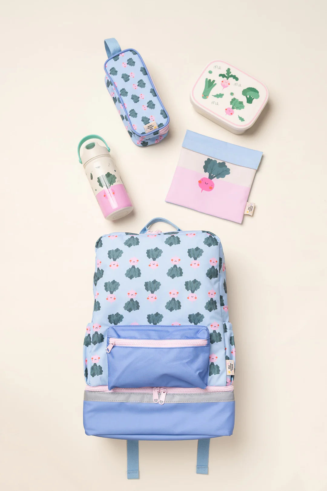 Детска раница с дъно за кутия за обяд – The Cotton Cloud Veggie Pals