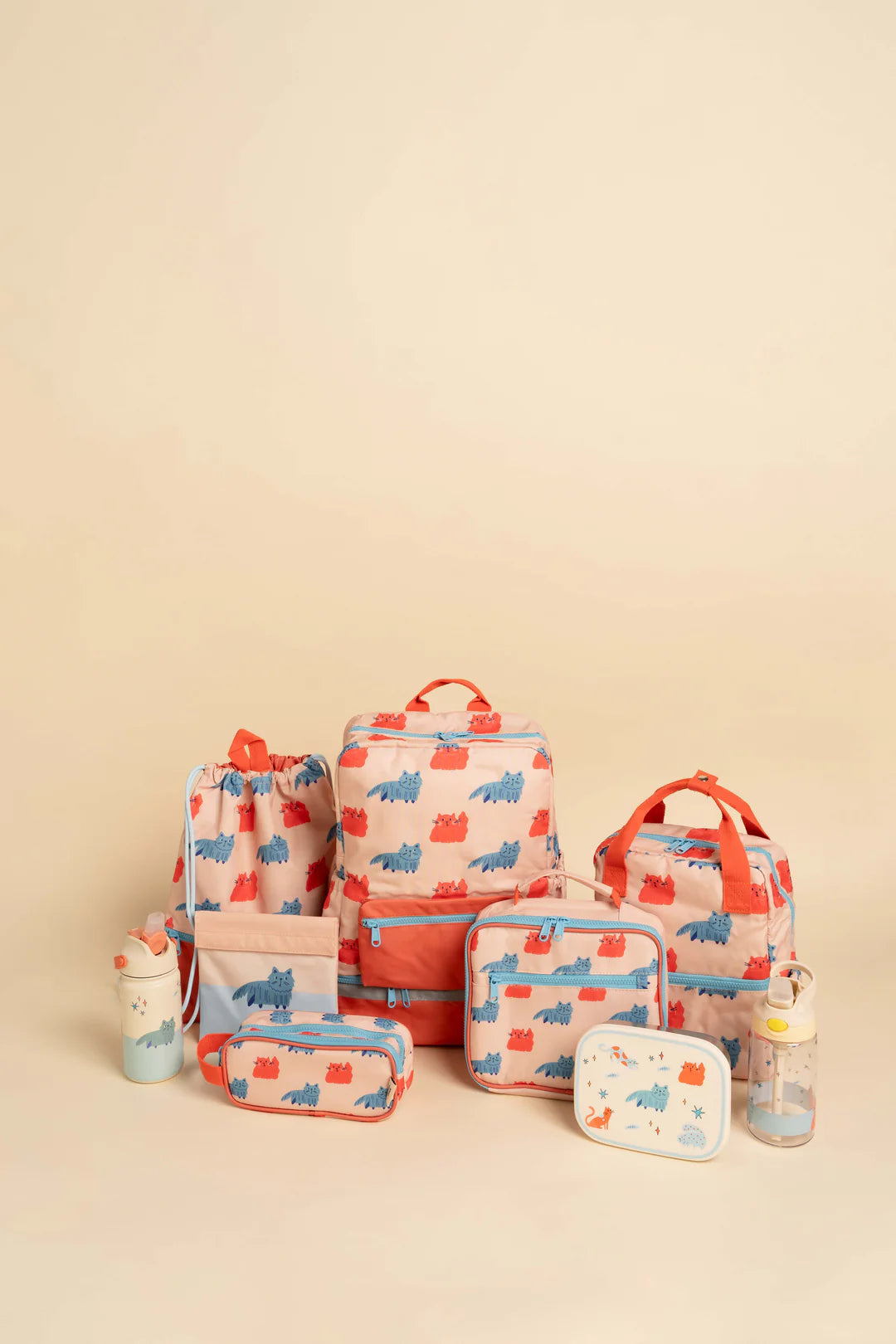 Детска раница с дъно за кутия за обяд – The Cotton Cloud Meowtiful Cats